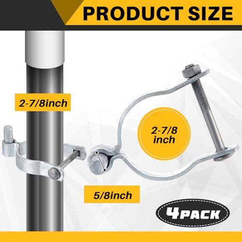 Hicarer 4 Pcs Chain Link Post Gate Hinge 3"[2 7/8" OD] X 5/8" Galvanized - Image 2