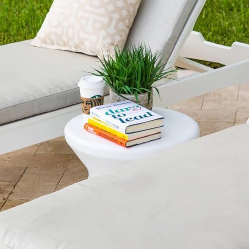 Ledge Lounger Signature Side Table - for Pool Ledges up to 10" inches deep - Indoor -Outdoor All Weather Table for Porch, Patio, Garden, Backyard, Pool and Beach (White) - Image 4