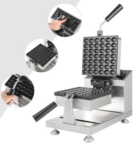 Commercial Bubble Waffle Maker, 1200W Electric Waffle Machine, Stainless Steel Egg Puff Waffle Iron Baker with Non-Stick Coating, 180° Rotating, 122-572℉ Temperature Adjustable, 42 Egg Cones - Image 7