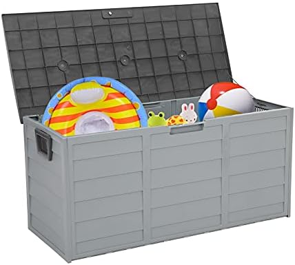 Deck Box, 75Gallon Large Resin Deck Box,Waterproof Outdoor Storage, Indoor Outdoor Organization for Patio Furniture, Garden Tools,Grey - Image 3