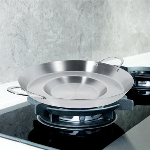 Hemoton Stainless Steel Concave Frying Pan 38cm Flat Bottom - Image 5