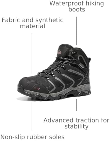 NORTIV 8 Men's Ankle High Waterproof Hiking Boots - Image 3