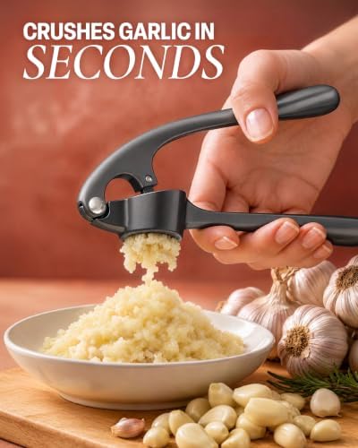 Zulay Kitchen Metal Garlic Press Garlic Mincer Tool Stainless Steel, Gray - Image 5