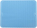 MicoYang Silicone Dish Drying Mat — Quick-Dry Ridges Counter & Sink Pad, Heat-Resistant Trivet to 450°F, Non-Slip & Dishwasher Safe, Roll-Up Storage, 18 Colors & 9 Sizes (Light Blue, 16"×12") by MicoYang