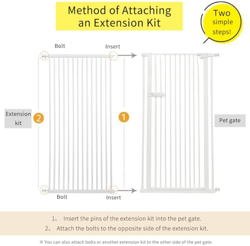 Lumizone Extra Tall Cat Gate Extension Kit 55.12" High 29.52" Wide White - Image 2