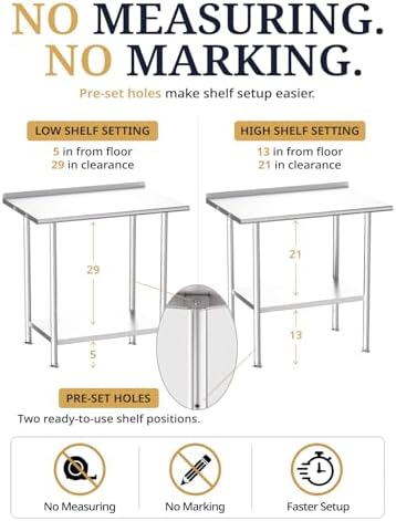 Atelicf NSF Stainless Steel Prep Table 30X72 inch with Backsplash - Image 4