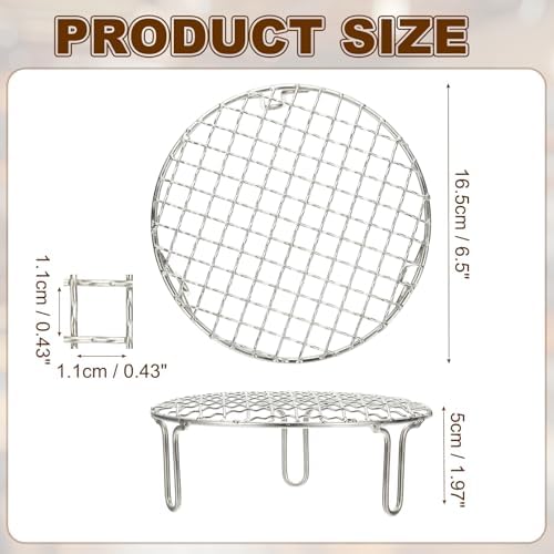 uxcell 6.5 Inch Round Cooking Rack, Stainless Steel Canning Racks with Legs, Barbecue Mesh Grill for Baking Cooling Steaming Cookware - Image 2