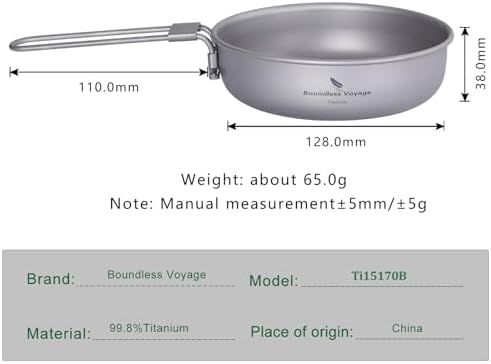 Boundless Voyage Titanium Frying Pan with Folding Handle Backpacking Pan - Image 2