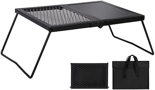 REDCAMP Folding Campfire Grill Heavy Duty Steel Grate, Portable Camp Fire Cooking Racks and Griddle for Outdoor Versatile Campfire Cooking by REDCAMP