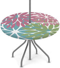 Round Tablecloth with Umbrella Hole and Zipper Elastic Fitted Table Cloth 36"-44" Oil-Proof Waterproof Patio Table Cover for Outdoor Picnic Party, Spring Summer Geometric Elegant Pink Green by GzLeyigouHomeKitchen