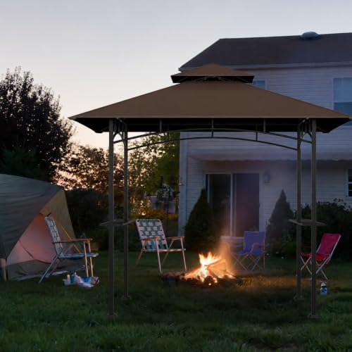 5' x 8' Grill Gazebo Replacement Top, Brown Canopy Top Cover Only - Image 7