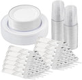 Fijinhom 175PCS Plastic Plates for 25 Guests, Silver Disposable Plates by Fijinhom