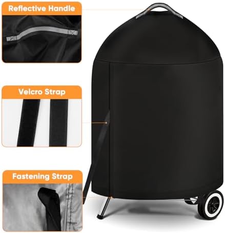 iCOVER Grill Cover for Weber 22 Inch Charcoal Kettle- Heavy Duty Waterproof BBQ Cover for Weber Char-Broil 22 Inch Charcoal Kettle Grills - Image 2