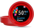 WELLIFE Red Plastic Plates 10 Inch 50 Count by WELLIFE