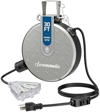 DEWENWILS Ceiling/Wall Mount Retractable Extension Cord Reel with 30FT Cord by DEWENWILS