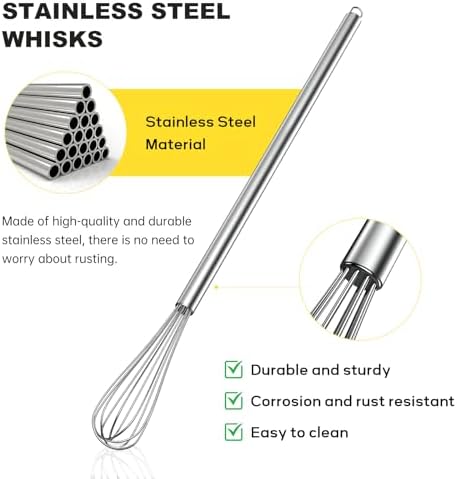 NileHome Mini Whisks Stainless Steel Whisk Set 7" 9" 11"-Kitchen Small Wisk - Image 3