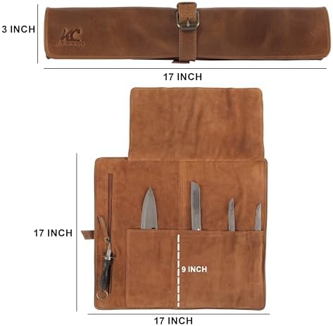 Leather Knife Roll Bag for Chefs – 17.5” x 17.5” Professional Chef Knife Storage Organizer, Portable Culinary Knife Case, Travel Knife Roll for Kitchen, BBQ & Catering (Serena) - Image 7