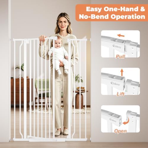 50" Extra Tall Baby Gate No Drilling, Auto Close Dog Gate, White - Image 4