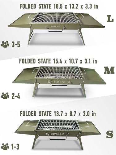 Charmline 14 x 9 inches Small Portable Charcoal BBQ Grill, Foldable Compact Camping Barbecue for 1–3 People, Ideal for Camping, Tailgating, Beach, Picnic & Tabletop Use, Green - Image 6