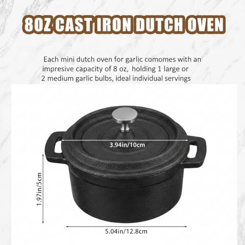 4 Pcs Mini Dutch Oven, 500F Small Round Iron Dutch Oven Pot, 8 oz - Image 2
