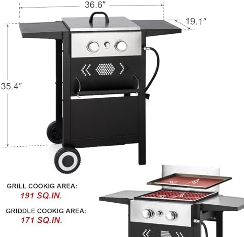 2 in 1 Griddle Grill Combo Small Propane Grill for Outdoor BBQ - Image 5