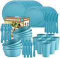 40 Piece Plastic Dinnerware Set for 8 with Cutlery, Unbreakable Plates and Bowls Set, Dishwasher & Microwave Safe Reusable Dish Set for Camping, RV, Outdoor Kitchen, Apartment Dining, Teal by BetterMomentsBeginatHome