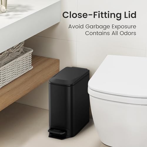 Cesun Small Bathroom Trash Can with Lid, 1.6 Gal, Soft Close, Matte Black - Image 6