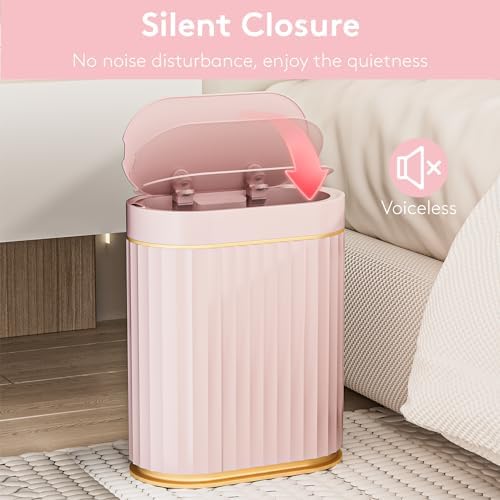 ELPHECO Sensor Trash Can with Lid, 2 Gallon, Bathroom Trash Bin, Pink Gold - Image 3