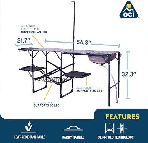 GCI OUTDOOR Master Cook Station | Portable Folding Kitchen Table with Soft Shell Sink, Heat Resistant Tabletop & Telescoping Lanter Pole, Perfect for Camping Trips - Image 3
