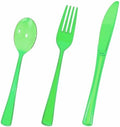 HEIPINIUYE 75 Pack Green Clear Plastic Cutlery Heavy Duty Clear Green Plastic Knives Forks and Spoons Disposable Silverware Set for 25 Guest Camping Birthday Baby Shower Party Utensil Set by HEIPINIUYE