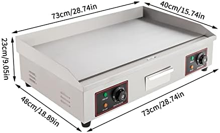 30-Inch Electric Grill Commercial Electric Grill Nonstick Electric Grill Plate Teppanyaki Flat Top Grill Stainless Steel Adjustable Temperature Control 122°F-572°F 3000 W - Image 2
