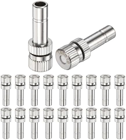 M METERXITY 20-Pack Brass Misting Nozzles, 0.02"/0.5mm Orifice Mister Replacement Heads for Outdoor Cooling System/Landscaping/Humidification/Greenhouse, 6mm Low-Pressure Fog Sprayer Nozzle by MMETERXITY
