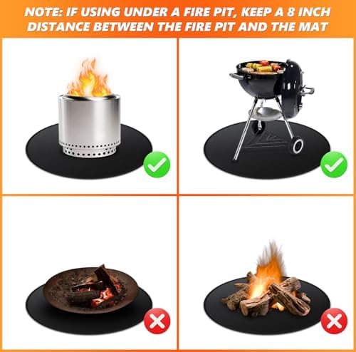 39'' Fire Pit Mat for Solo Stove Bonfire, Double-Sided Fireproof Under Grill Mat Deck Patio Protector Pad, Round BBQ Mat for Solo Stove Accessories, Easy to Clean, Reusable - Image 7