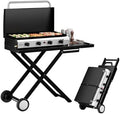 ROVSUN 4 Burner Foldable Propane Griddle with Wheels, Enameled Tray & Lid, 40000 BTU Portable Rolling Flat Top Gas Grill with Electronic Ignition & Regulator for Outdoor Cooking Camping BBQ Tailgating by ROVSUN