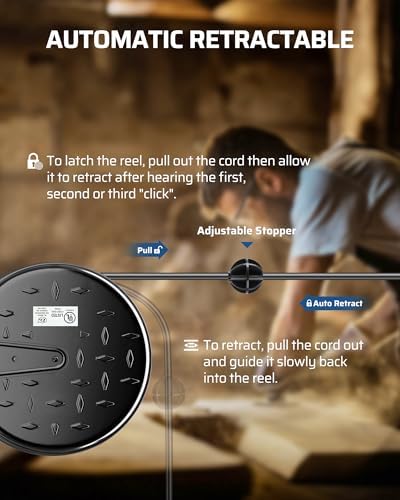 DEWENWILS Retractable Extension Cord Reel, Metal Reel with 30FT Power Cord - Image 6