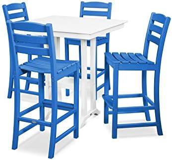 POLYWOOD® La Casa Café Bar Set, Pacific Blue/White by POLYWOOD