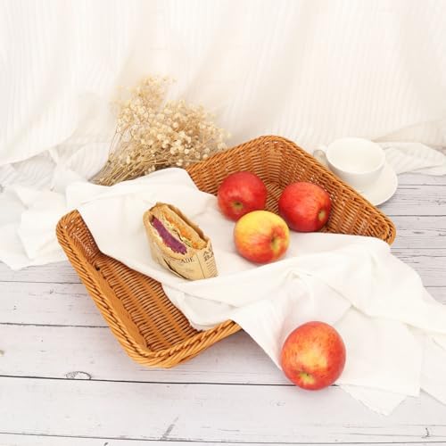 Poly Wicker Baskets 5 Pack 16 inch Brown Large Wicker Baskets Storage – Rustic, Durable & Easy-Cleaning Bread Basket, for Home, Restaurant & Hotel Use - Image 7