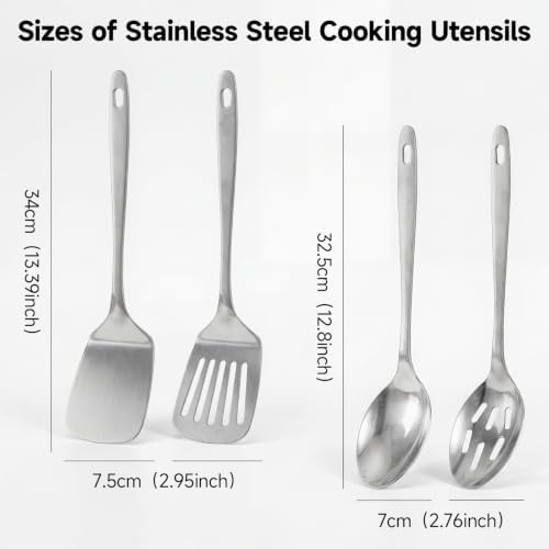 4PCS Stainless Steel Kitchen Cooking Utensils Spatula & Spoons Set - Image 2
