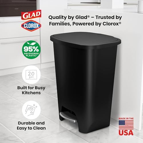 Glad Trash Can with Clorox Odor Protection | Plastic Bin, 20 Gal, Black - Image 6
