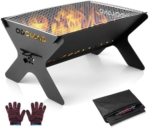 Odoland Camping Campfire Grill, Portable Folding Charcoal Grills for BBQ by Odoland