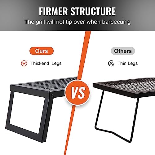 VEVOR Folding Campfire Grill, 18" Portable Camping Grates Over Fire Pit, Heavy Duty Steel Mesh Grate, Camp Fire Cooking Equipment with Legs Carrying Bag, Grilling Rack for Outdoor Open Flame Cooking - Image 4