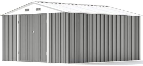 Patiowell 10x12 FT Metal Outdoor Storage Shed, Gray - Image 6