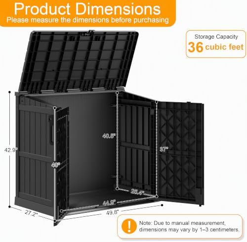 Outdoor Storage Box & Cabinet 36 Cu Ft, Patio Storage Box, Black - Image 7