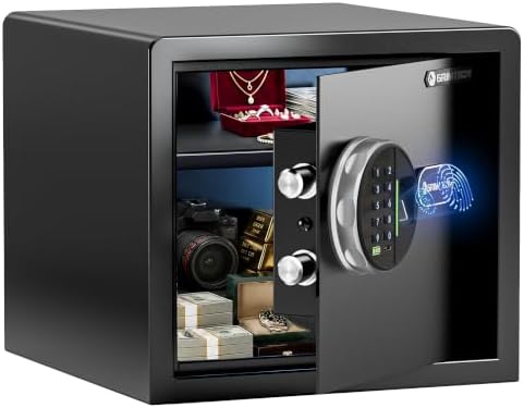 Grimtron 20LB Biometric Safe with Fingerprint Lock, 3-8 Digit PIN by Grimtron