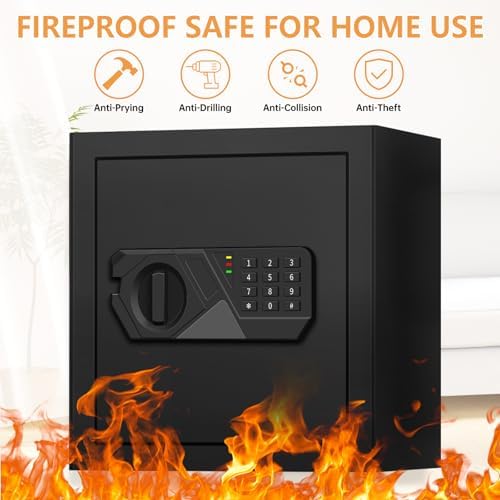 2.0 Cub Large Fireproof Safes for Home Use, Digital Security Safe Box Fireproof Waterproof with Combination Lock and Removable Shelf, Home Fire Safe for Document Money Medicines Valuables - Image 2