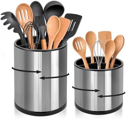 360°Rotating Kitchen Utensil Holder, 8"+5.5" Utensil Crocks for Countertop by Unknown