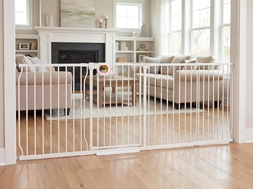 95.2-100 Inch Extra Wide Baby Gate for Stairs Doorways by HOOOEN
