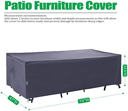 F&J Outdoors Patio Furniture Covers, Grey, 74"W x 47"D x 27.5"H - Image 2
