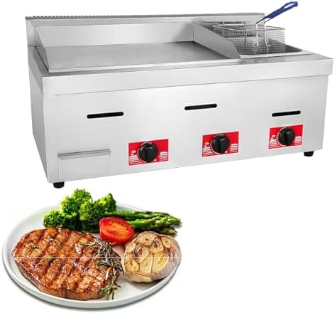 Commercial Stainless Steel Heavy Duty Outdoor Griddle,Countertop Flat Top Teppanyaki Fry Pan,with Adjustable Temperature, Lpg Gas Grill,for Medium to High Volumes,710 by Unknown