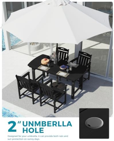 Ciokea HDPE Outdoor Dining Set of 4, Patio Table and Chairs Sets, Black - Image 4